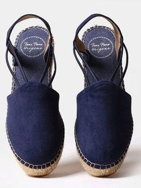 Toni Pons Navy Suede Espadrille Slingbacks